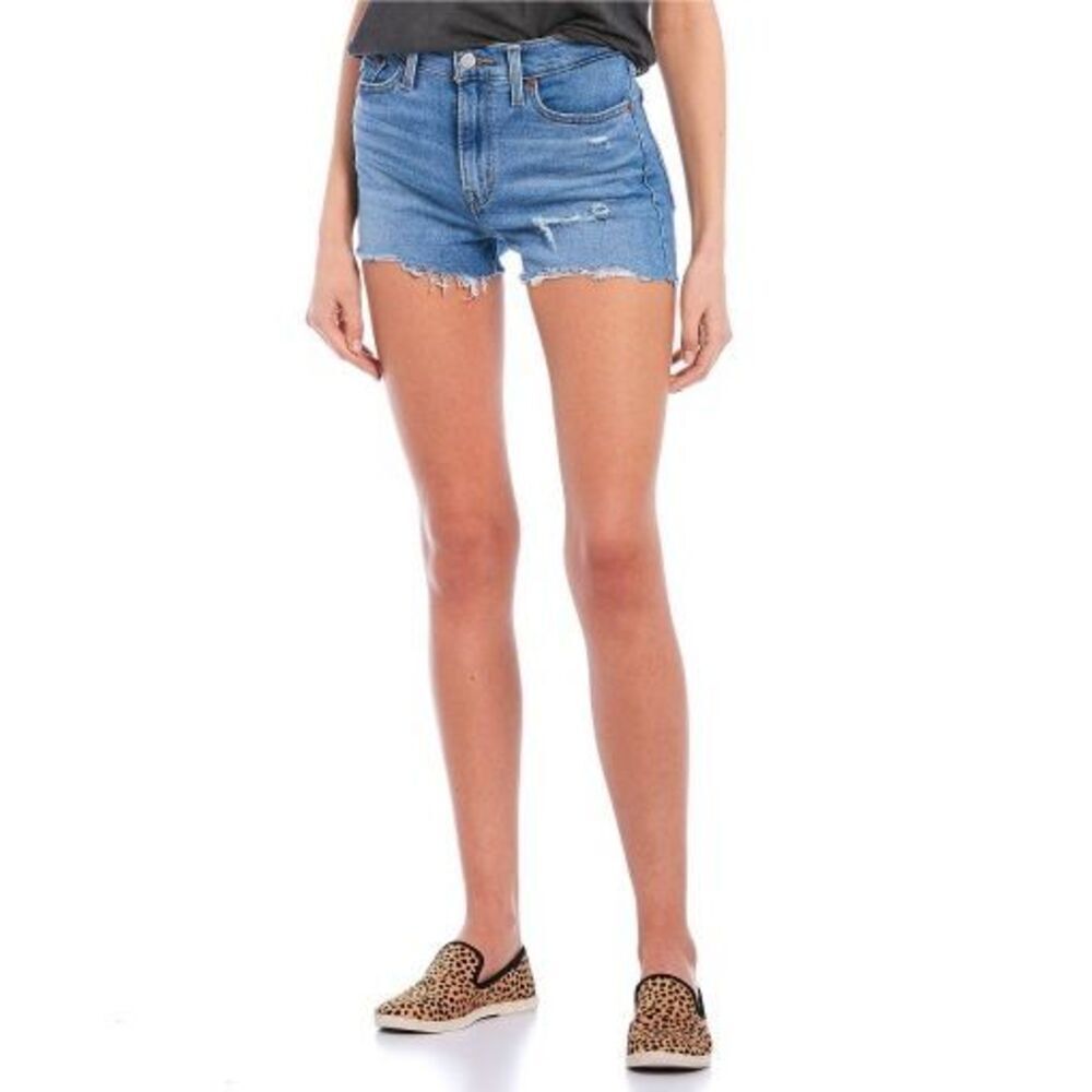 Levi Strauss Signature High Rise Shorts Sz 6 (28) Raw Hem Stretch